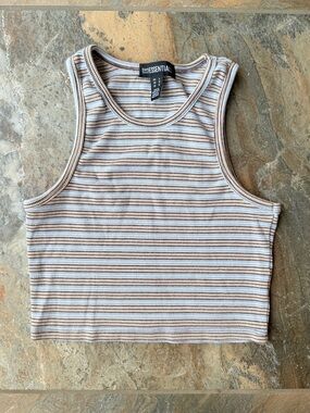 SWS Essentials Striped Crop Top Women's Size Large Comfy Casual